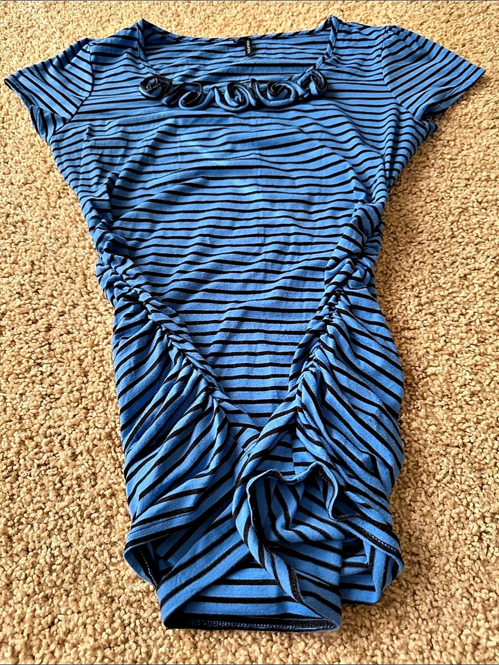 Maurices Striped Ruched Mini Dress in Blue & Black Large